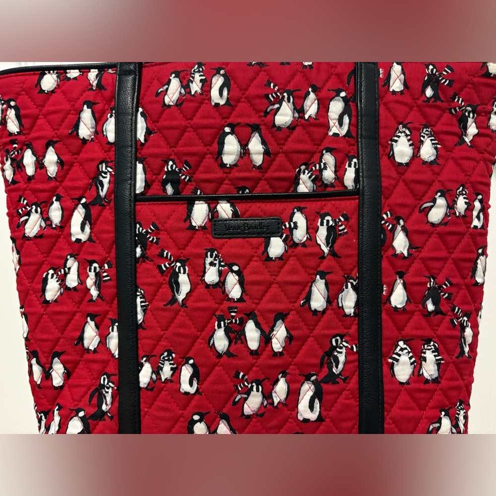 Vera Bradley Red Penguin Print Tote - Picture 3 of 9